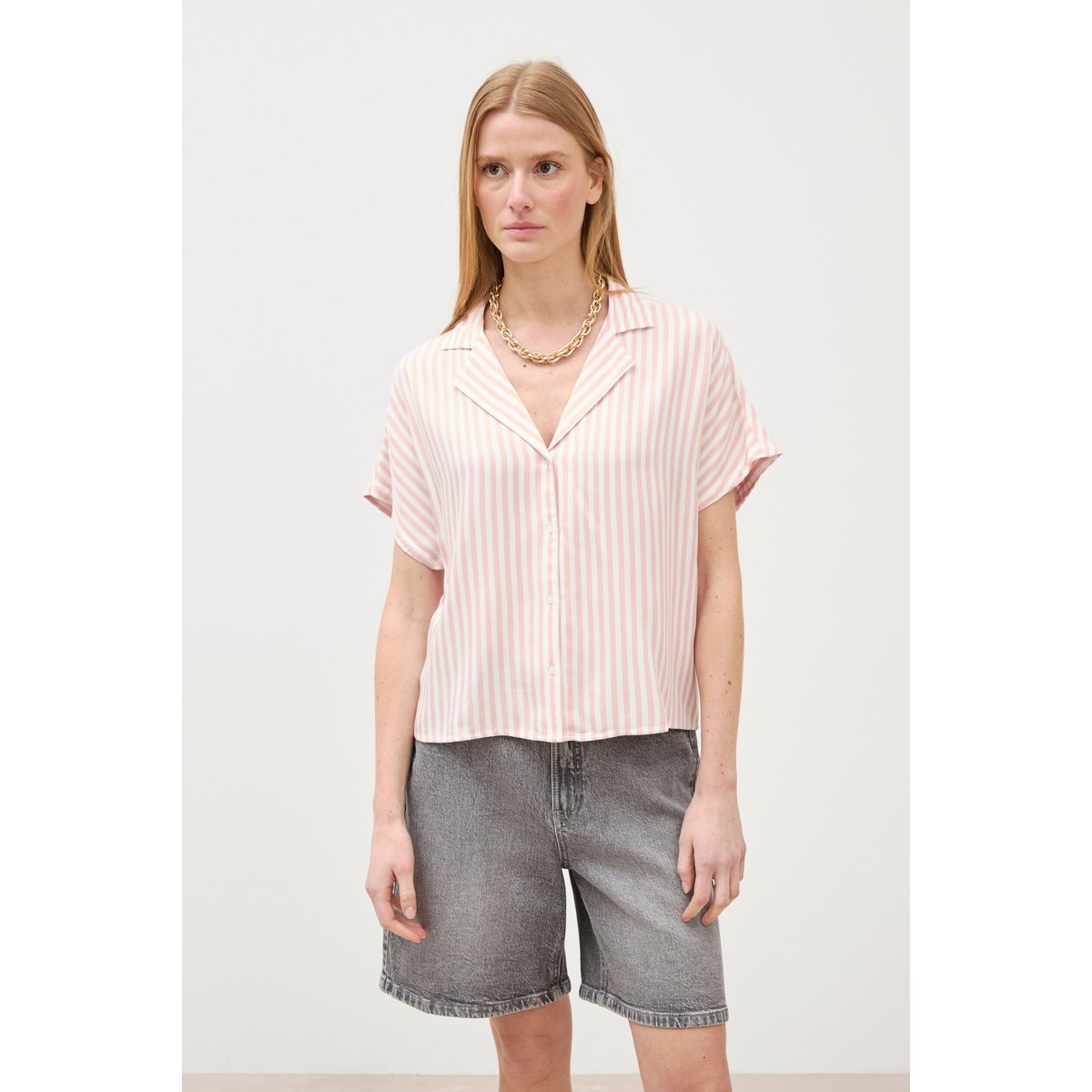 Chemise manches 3/4 rose pastel, BONOBO