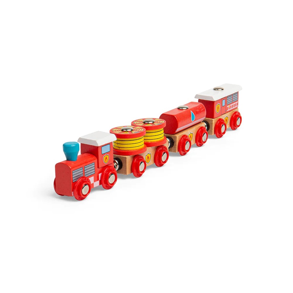 Train en bois Secours Incendie rouge, BIGJIGS