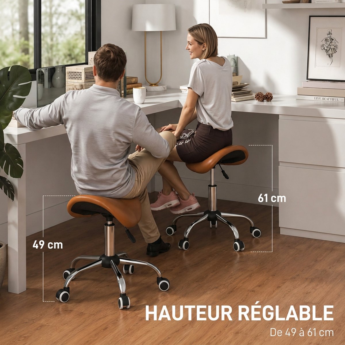 Tabouret de salon Polyuréthan Marron marron, HOMCOM