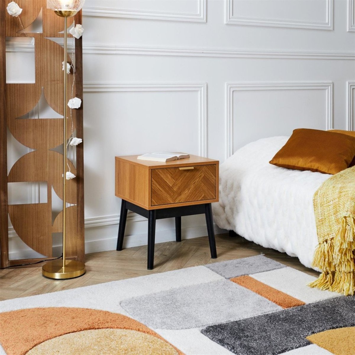 Table de chevet en bois FELIX marron, DECORATIE