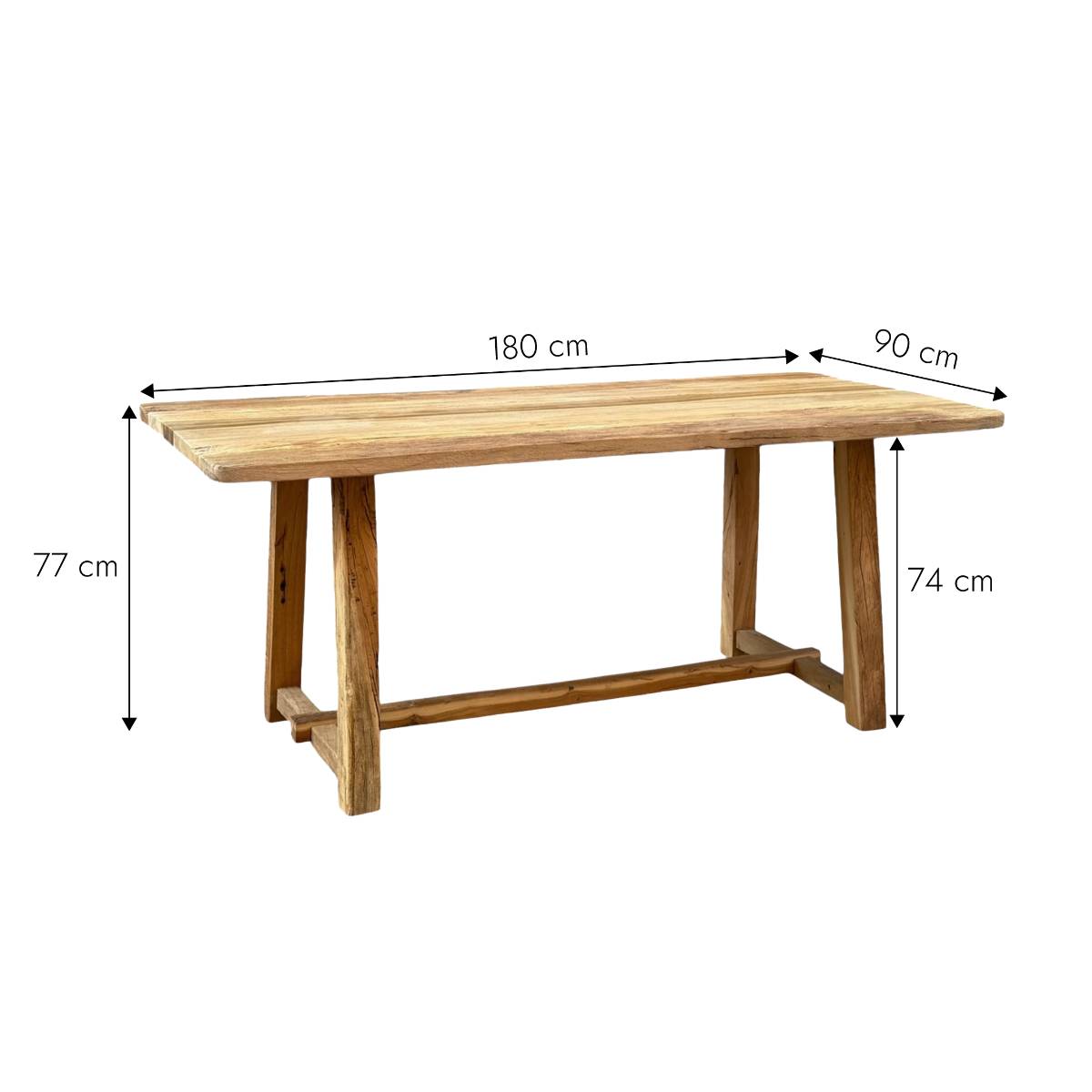 Table à manger en bois recyclé EURYDICE bois clair, MADE IN MEUBLES 