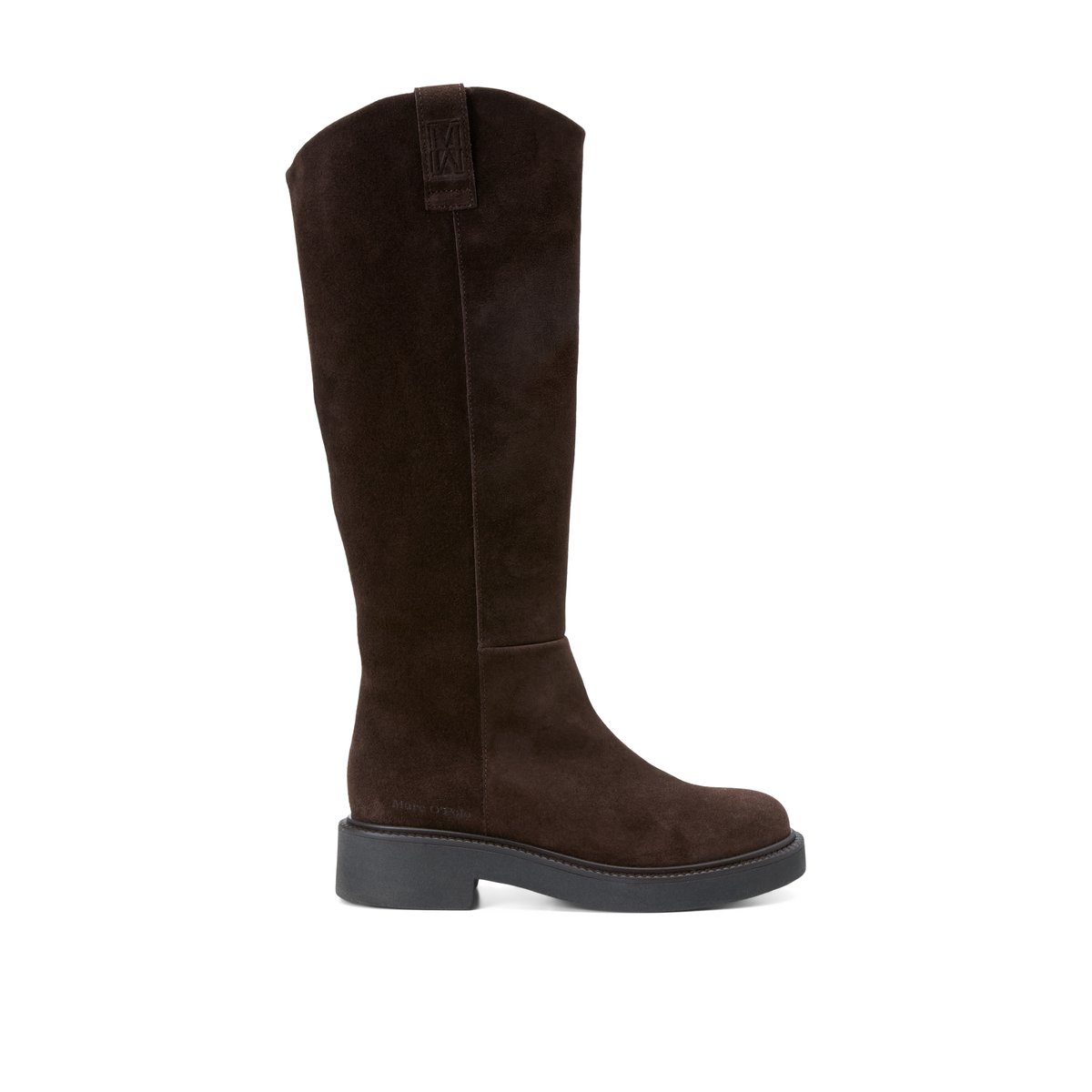 Bottes à tige haute, modèle Perla en cuir velours souple marron foncé, MARC O'POLO