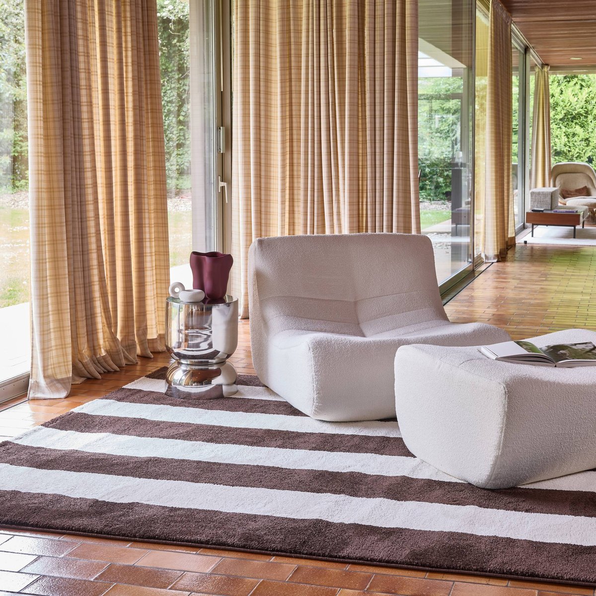 Tapis intérieur rectangulaire contemporain PABLO marron / blanc, SWEEEK