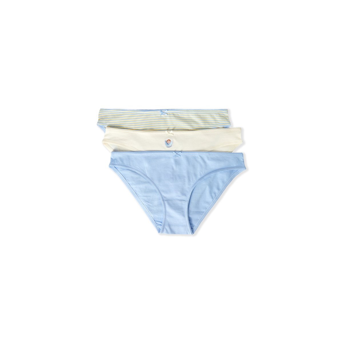 Lot de 3 culottes en coton JACKIE bleu ciel, ETAM