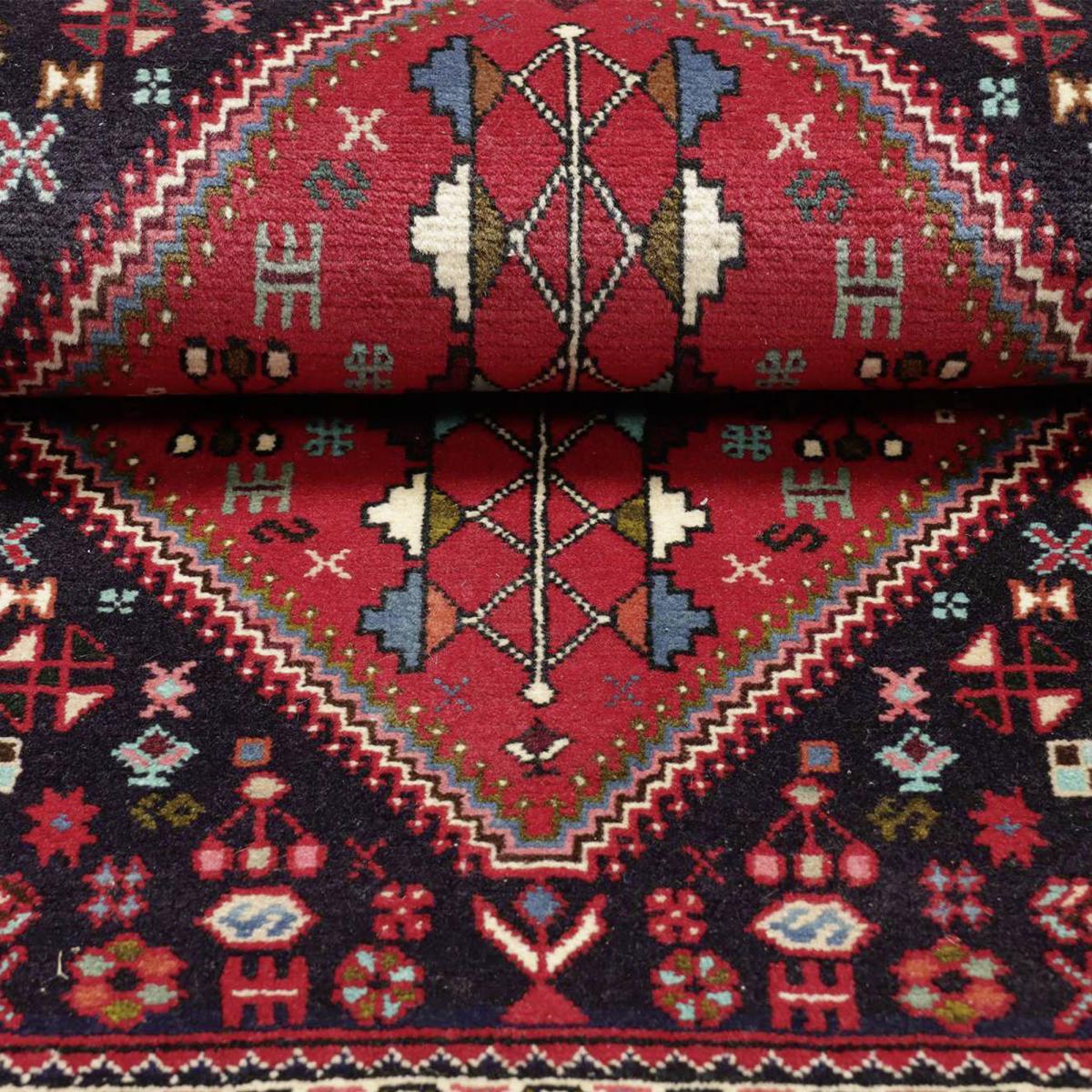 Tapis d'orient, motif oriental authentique, noué main, ABADEH 1 rouge, bleu, noir, UN AMOUR DE TAPIS