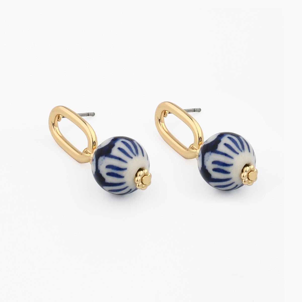 Boucles d'oreilles perle en céramique bleu bleu, BALABOOSTE