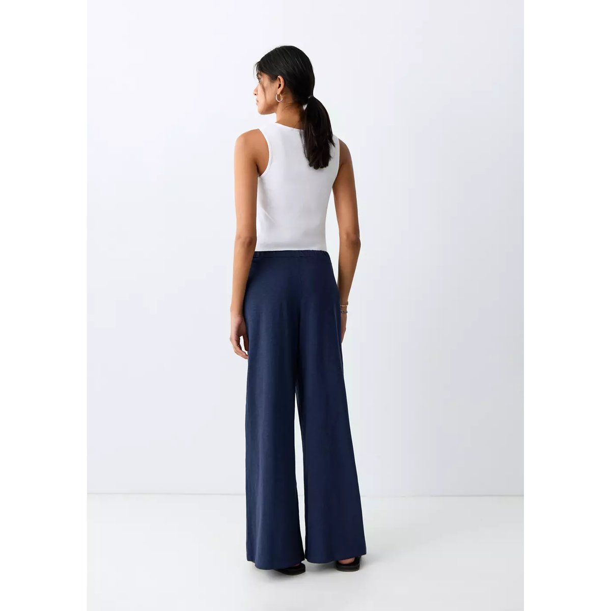 Pantalon droit 100 % coton bleu marine, MANGO TEEN