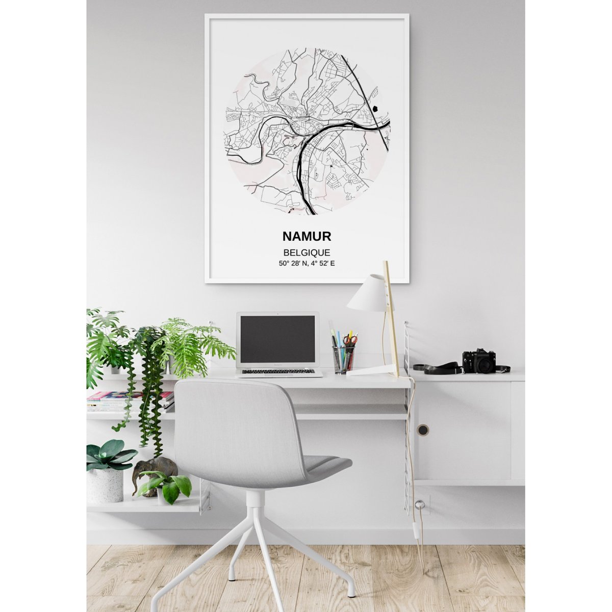 Affiche Carte Namur blanc, L'AFFICHERIE
