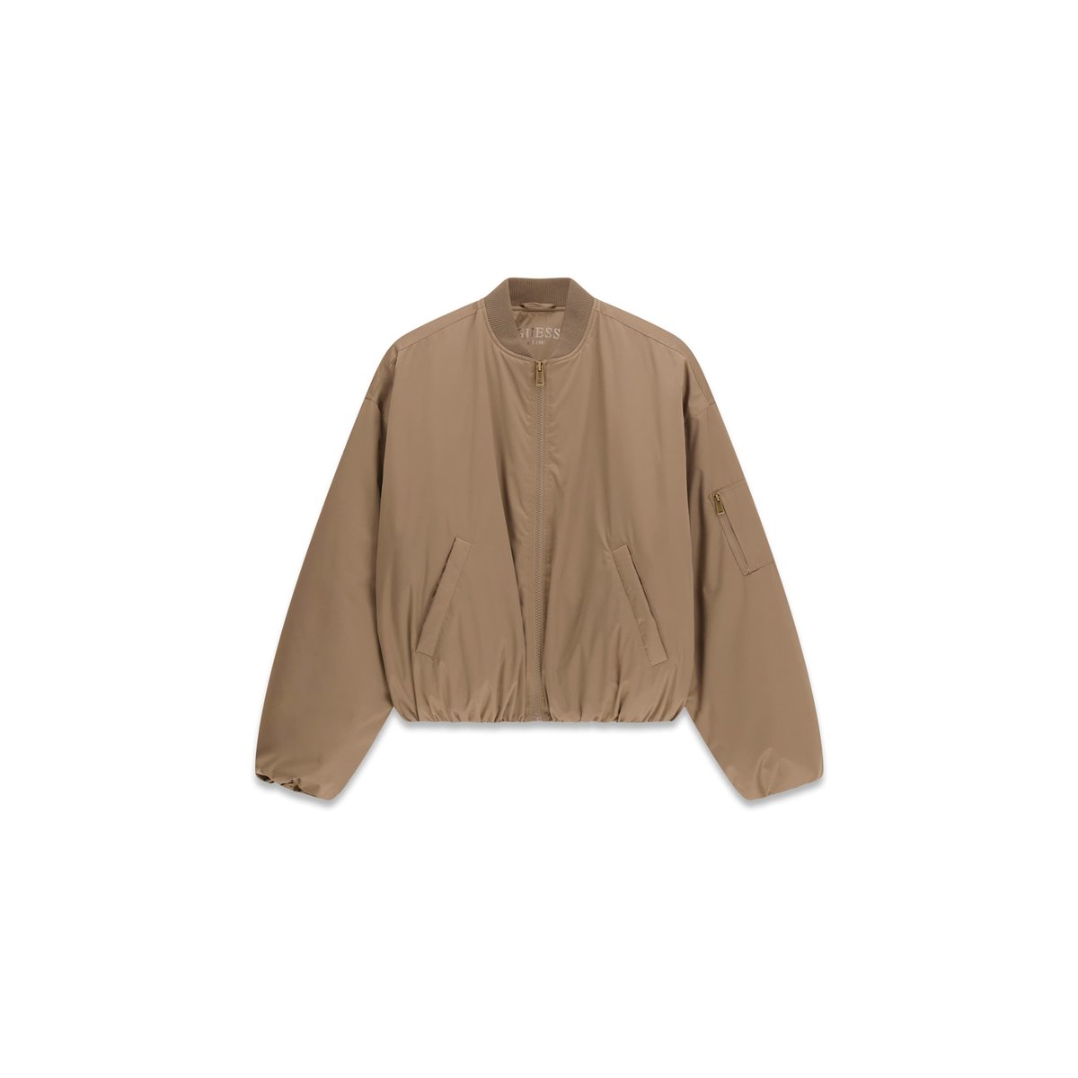 Blouson Bomber En Satin marron claire, GUESS