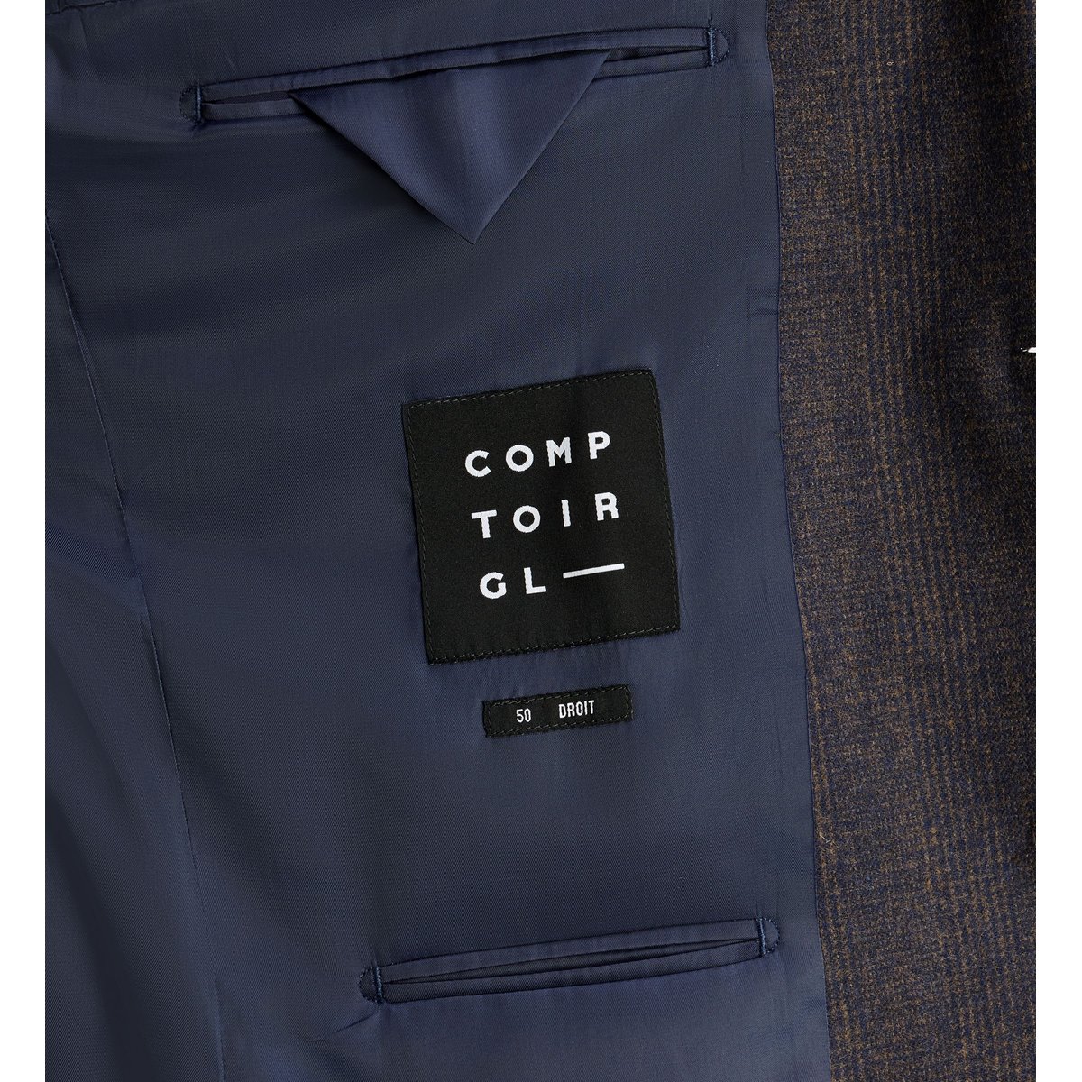 Veste de costume droite bergamo à carreaux laine mélangée marron, COMPTOIR GL
