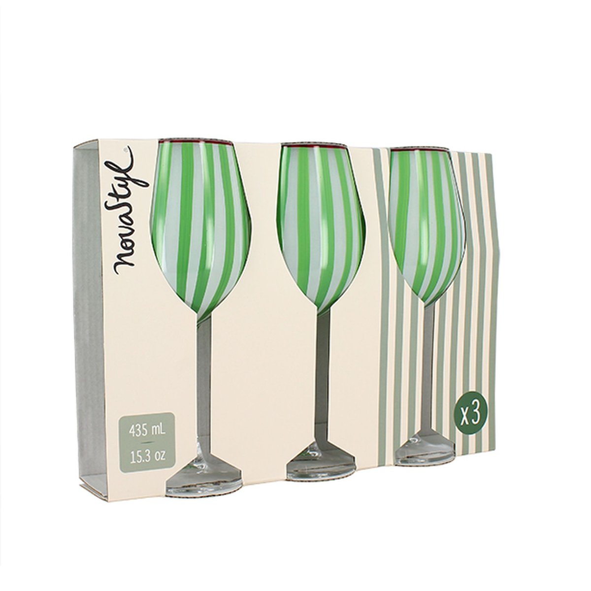 Lot de 3 verres à pied 43.5cl en verre, CIRCUS vert, NOVASTYL