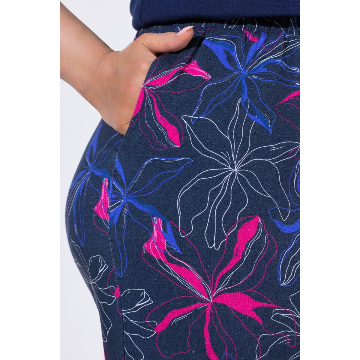 Pantalon 7/8 en jersey imprimé marine, ULLA POPKEN
