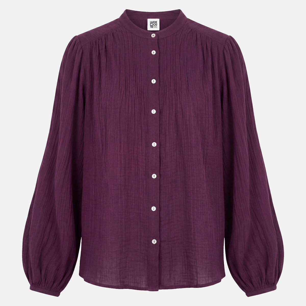 Camisa oversize con cuello mao, Signature LISE violeta ciruela, LA REDOUTE COLLECTIONS