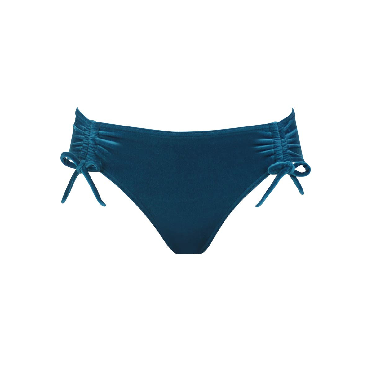 Bas de maillot culotte ajustable velours ESCALE bleu, JANINE ROBIN