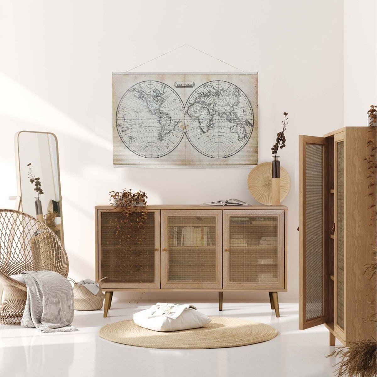 Tableau toile Mappemonde blanc, DECORATIE