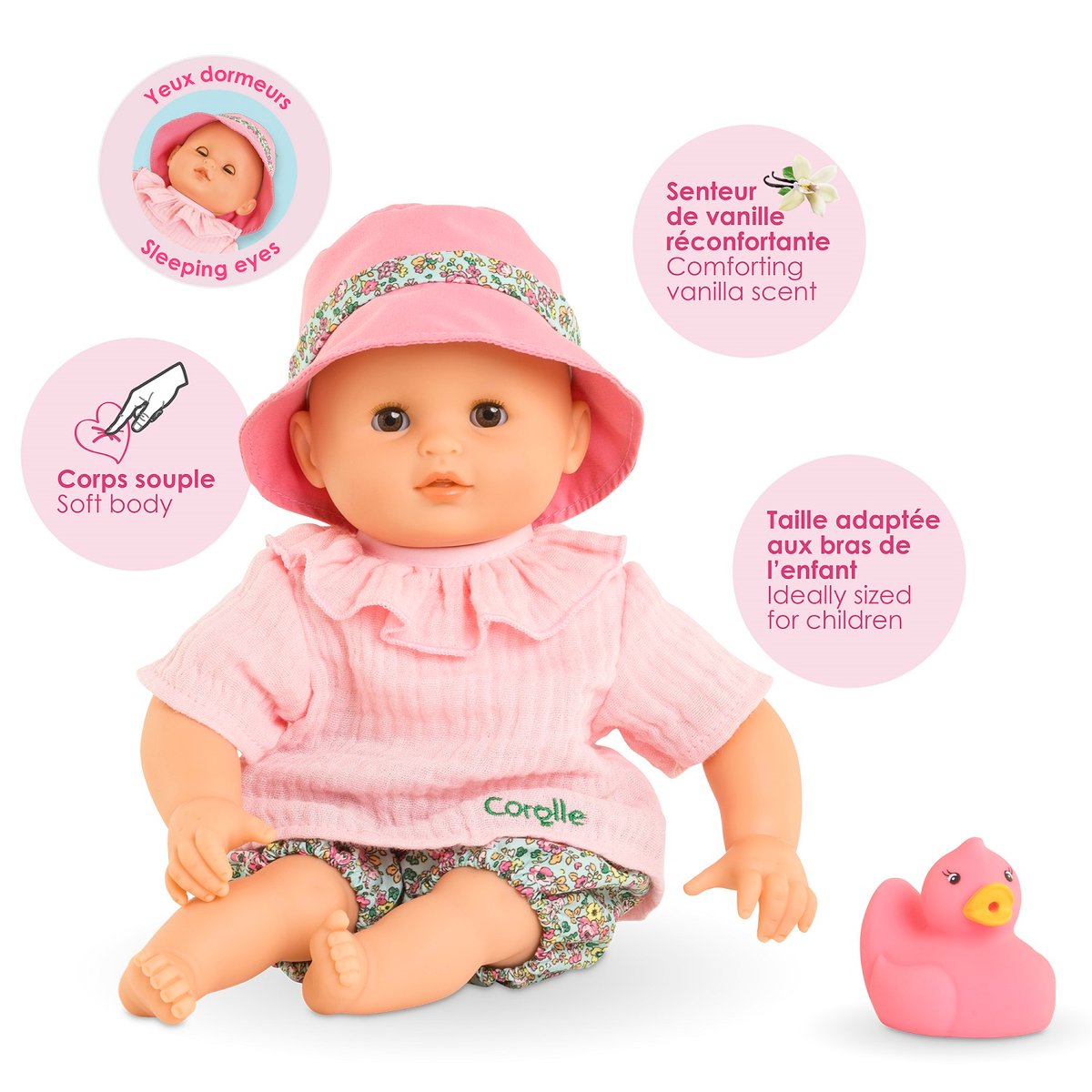 Poupon Bébé Bain Coralie - Bloomer rose, COROLLE