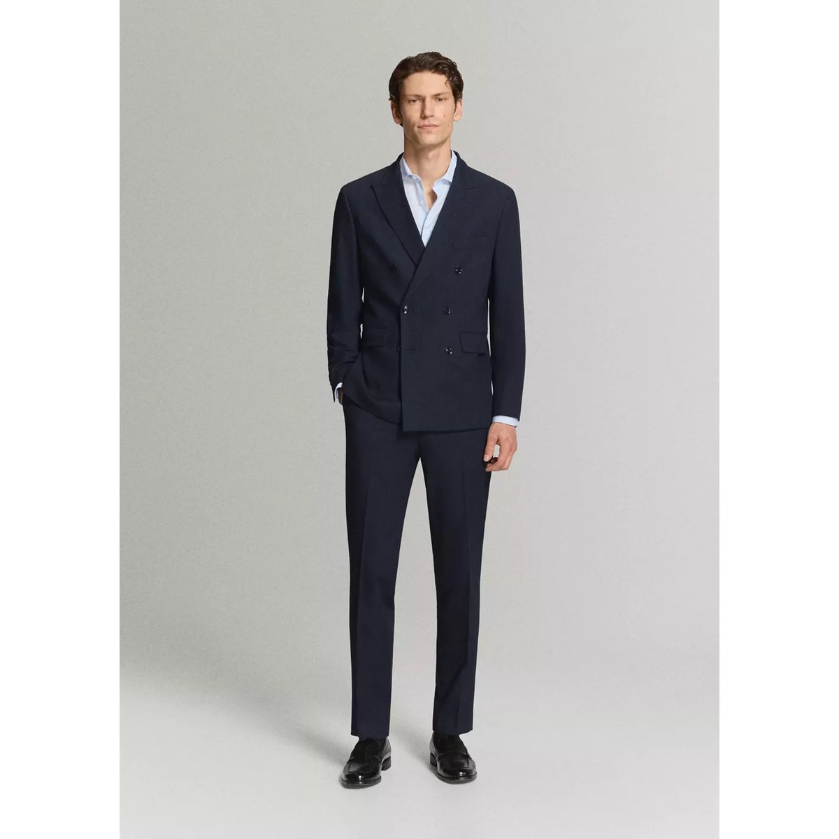 Veste de costume Monaco croisée slim-fit bleu marine, MANGO MAN