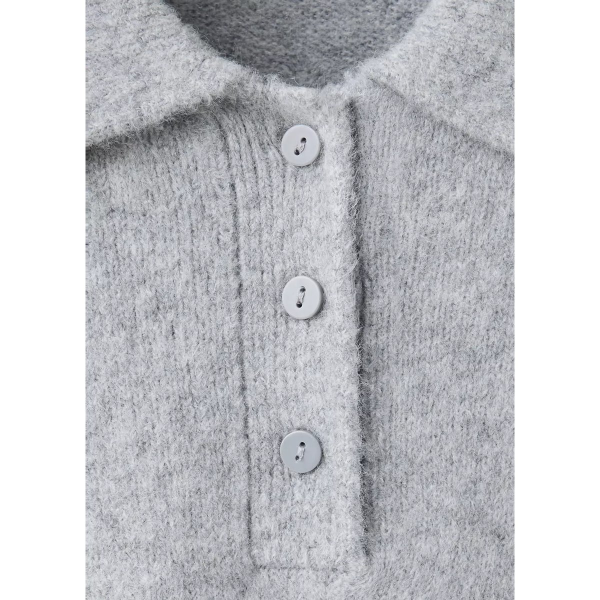 Pull-over maille col polo gris, MANGO