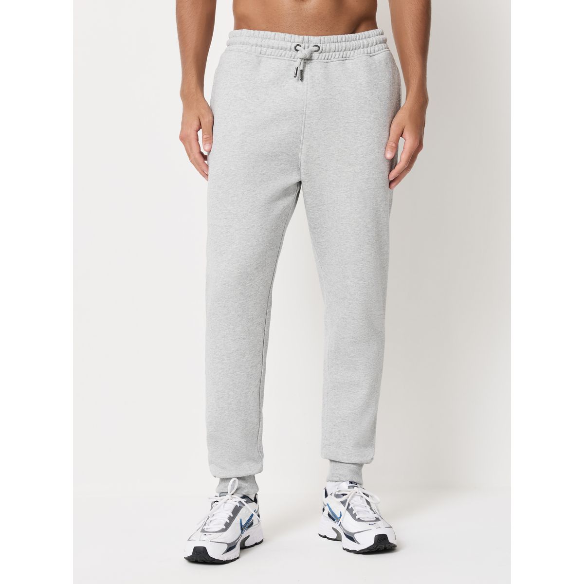 Jogging slim en jersey de coton, lot 2 noir/gris chiné, NEXT