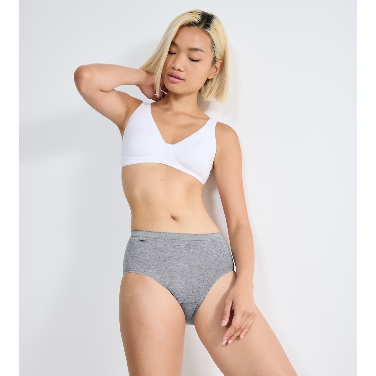 Confezione da 3 slip midi Basic grigio chiné , SLOGGI