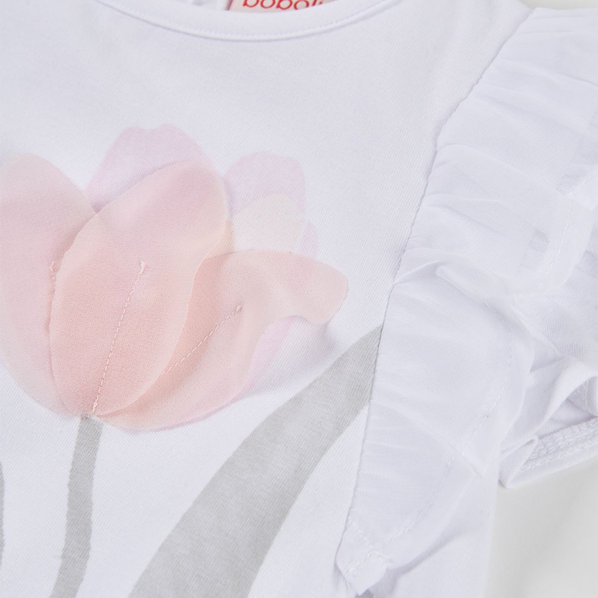 T-shirt en coton fille blanc, BOBOLI