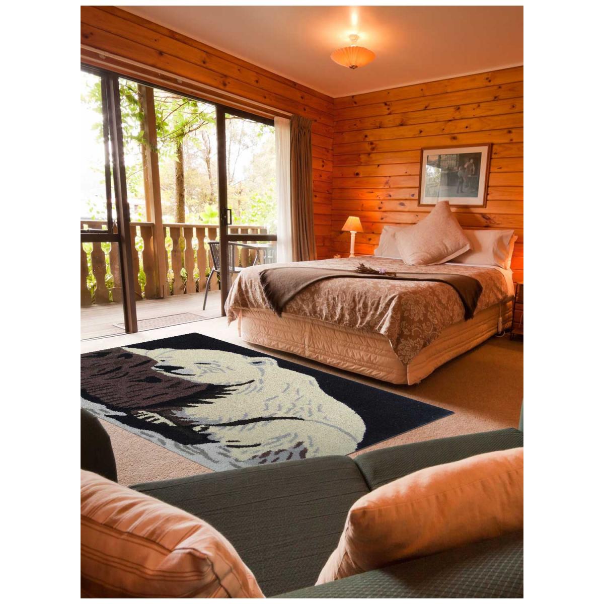Tapis enfant fait main en laine OURS beige, UN AMOUR DE TAPIS