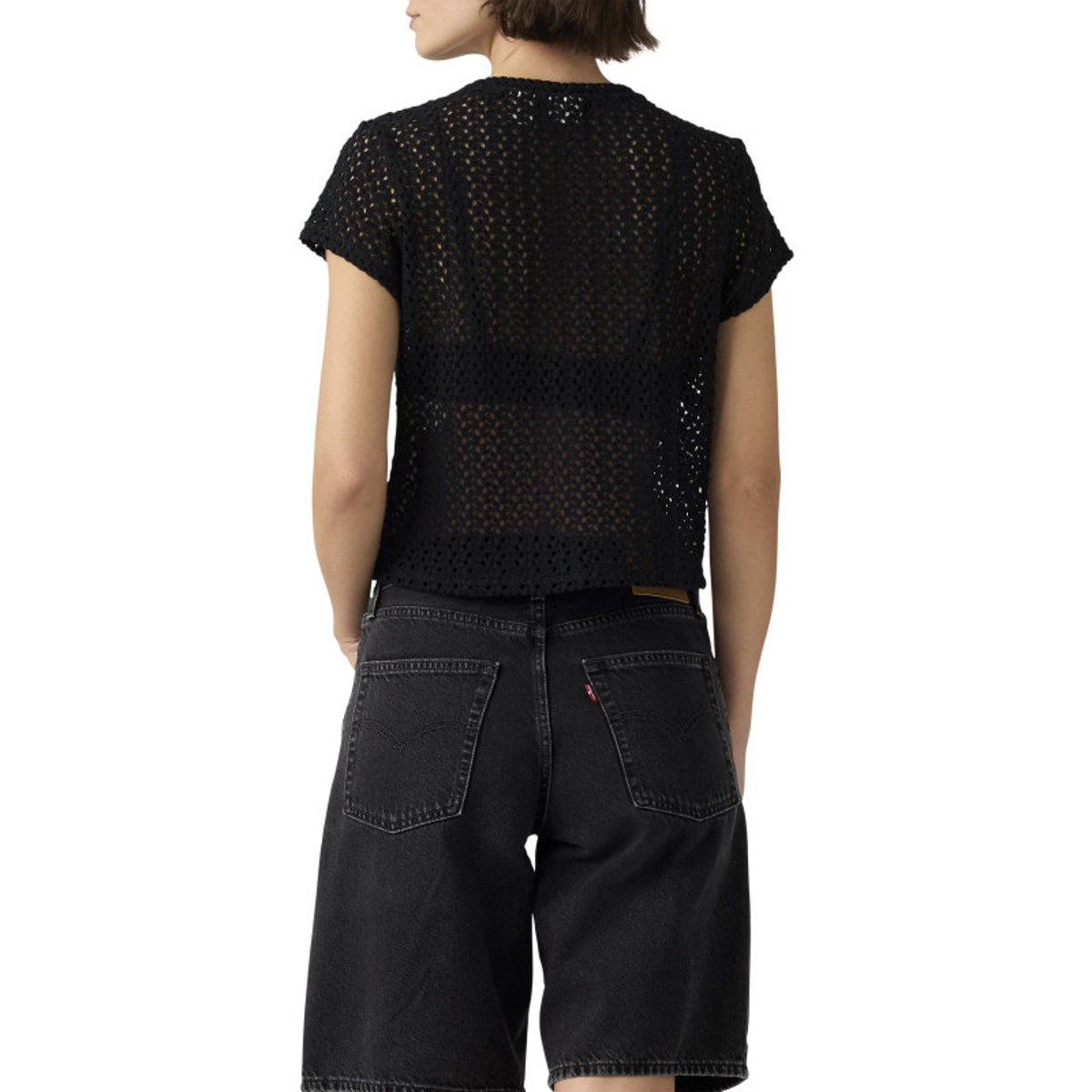 T-shirt noir uni avec une coupe droite et des manches courtes noir, LEVI'S