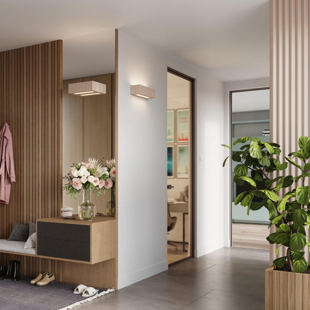 Applique murale Céramique Taupe E27 1 Rigata taupe, EDEN