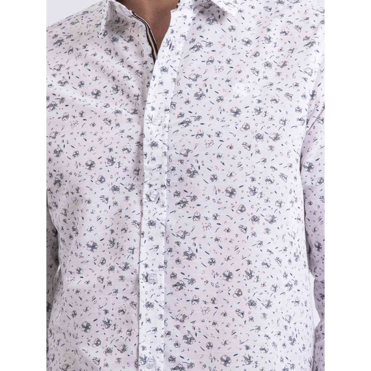 Chemise Manches Longues Motifs Dogabin blanc, RITCHIE