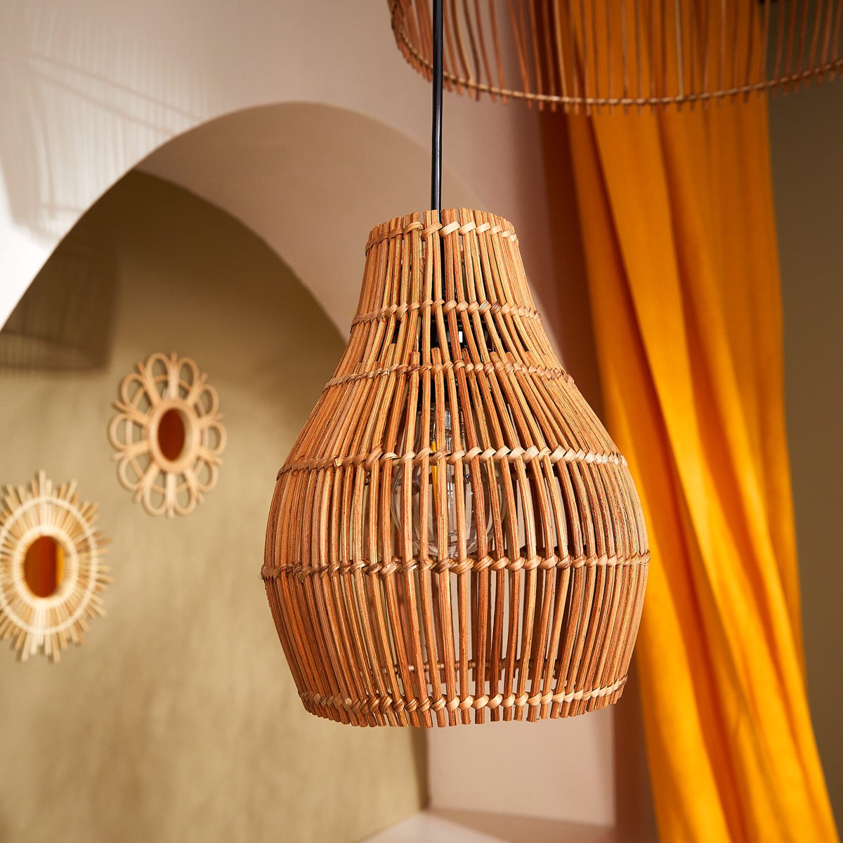 Suspension en rotin, ELONGO beige, INSPIRE