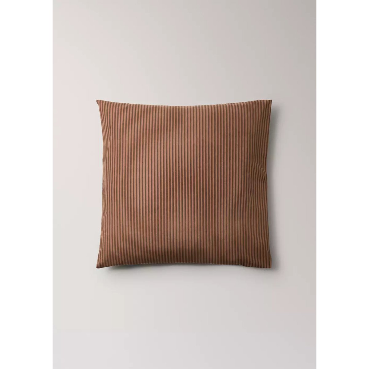 Deux taies d'oreiller percale de coton rayures bicolores 60x60 cm marron, MANGO HOME
