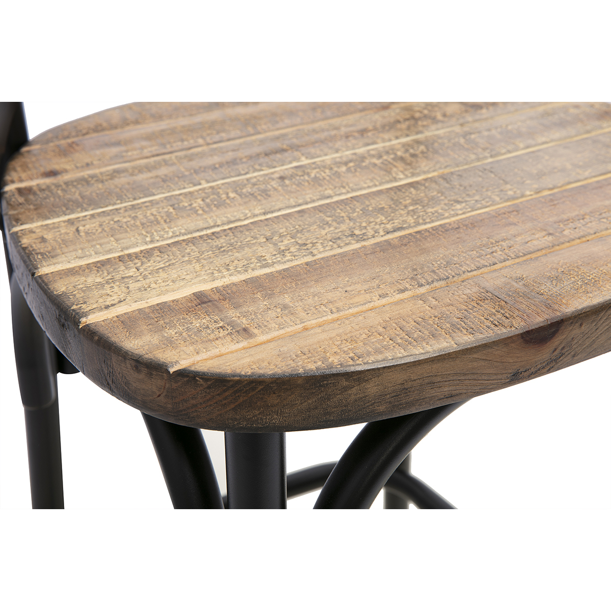 Tabouret de bar industriel en bois et métal noir 65 cm JAKE noir, MILIBOO