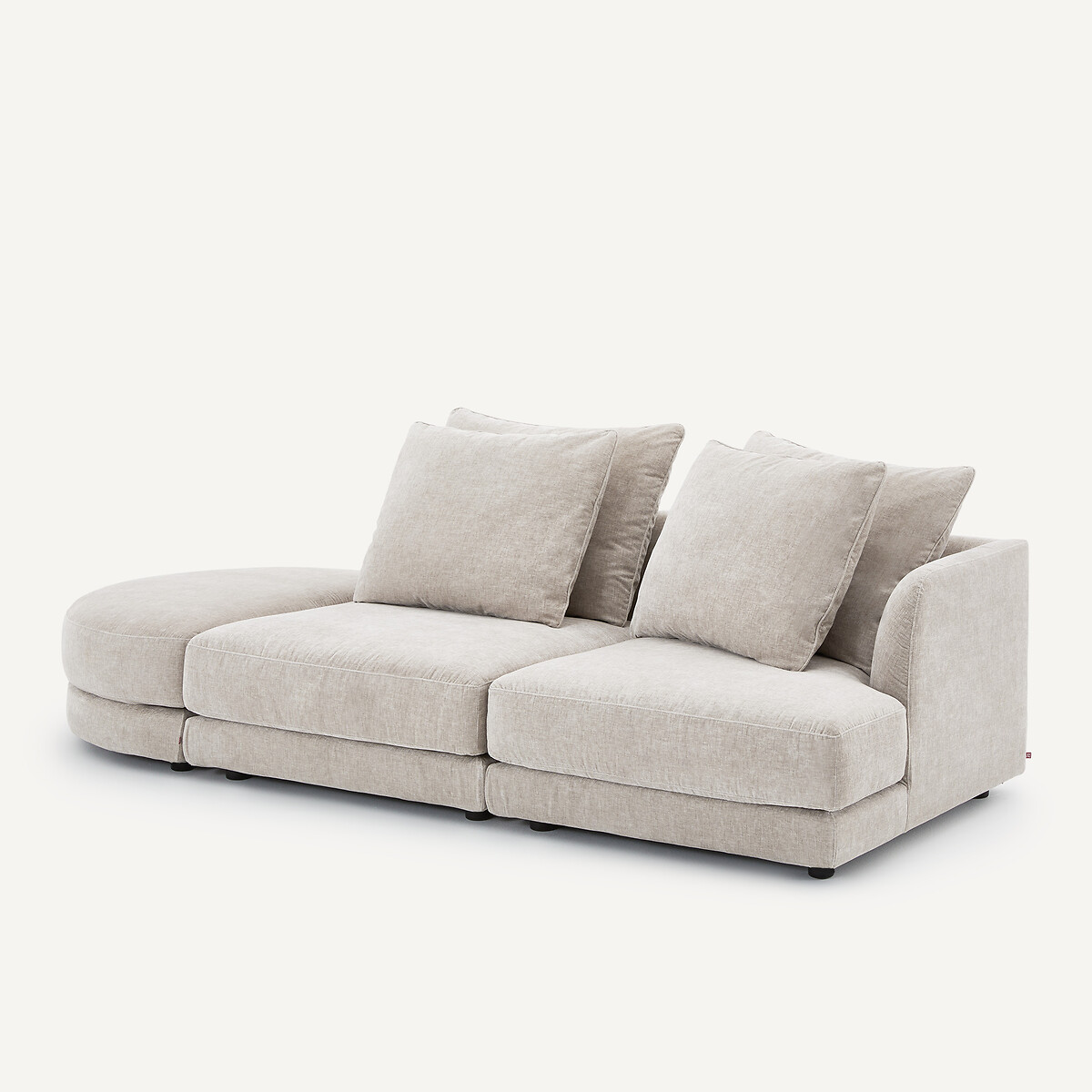 Demi-canapé droit, modulable en velours chenille, TIBERIO gris clair, AM.PM