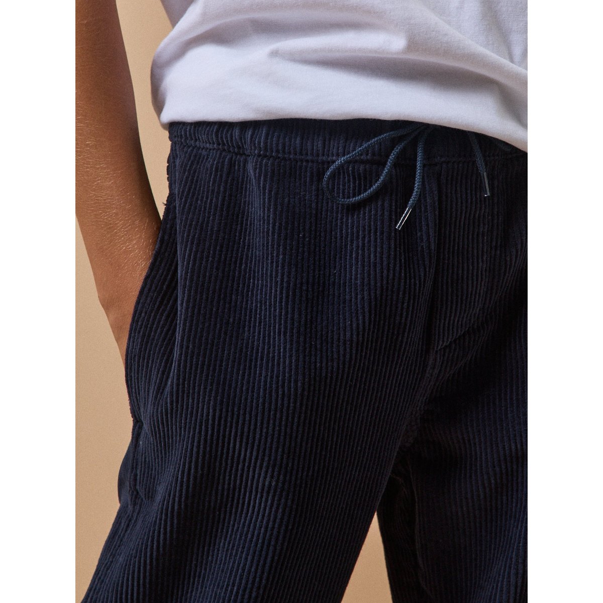 Pantalon relax en velours côtelé marine, CYRILLUS