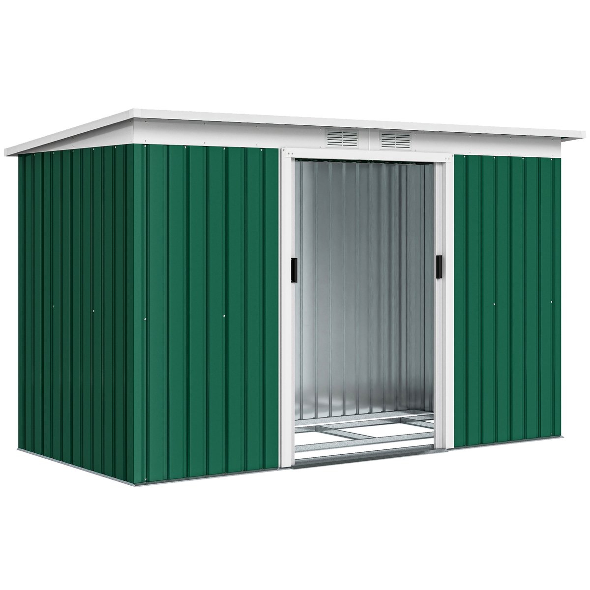 Abri de jardin Acier galvanisé Vert foncé blanc, OUTSUNNY