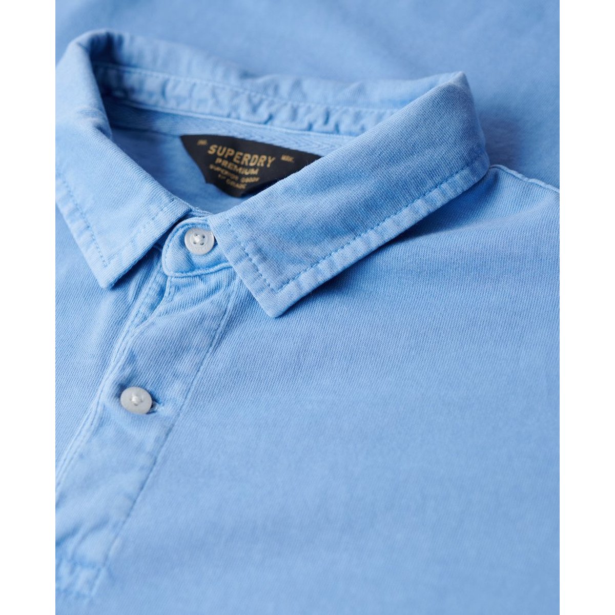 Polo manches courtes en jersey bleu jacinthe, SUPERDRY