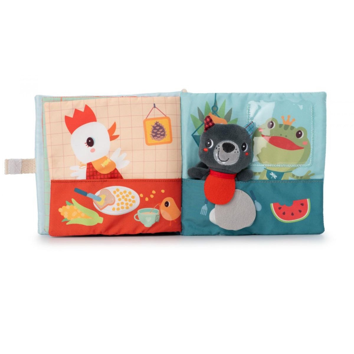 Livre d'activités en tissu Bon appétit bleu, gris, blanc, LILLIPUTIENS