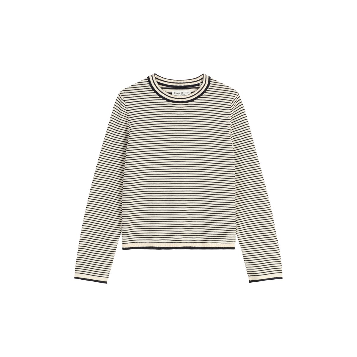 Pull à rayures milleraies regular en pur coton bio blanc naturel, MARC O'POLO