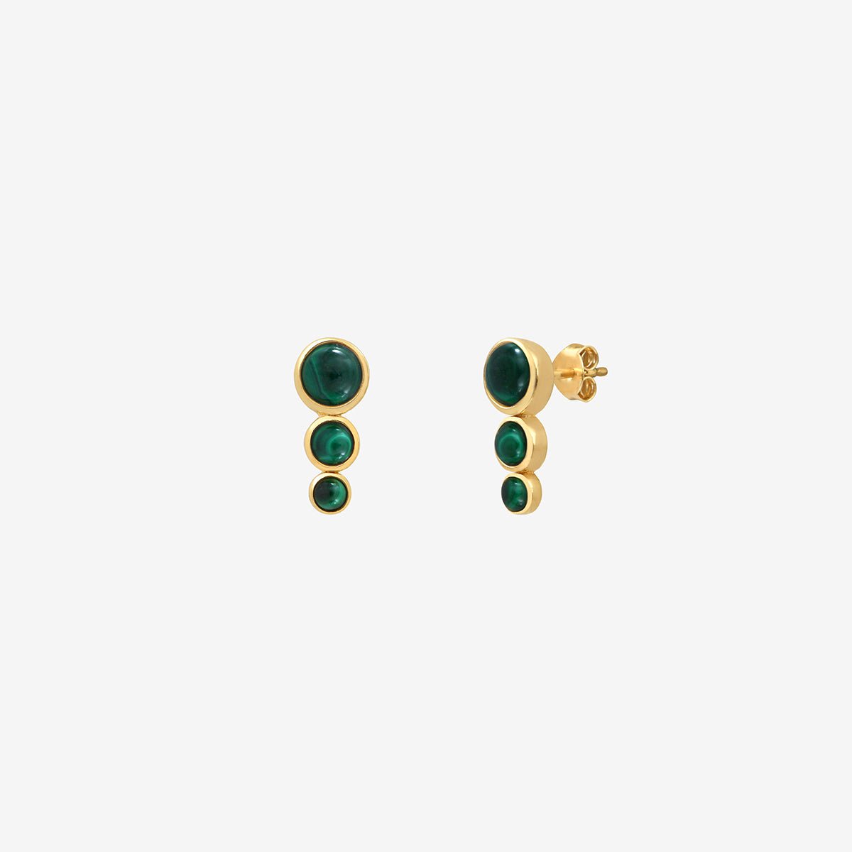 Boucles d'oreilles dorées malachite - andrea malachite vert, CAROLINE NAJMAN