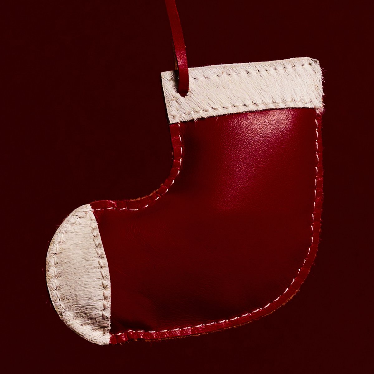 Suspension de noël décorative bottine en cuir H13 rouge, SIA DECO