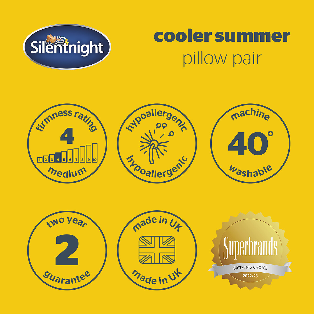 Pack of 2 Cooler Summer Pillow white, SILENTNIGHT