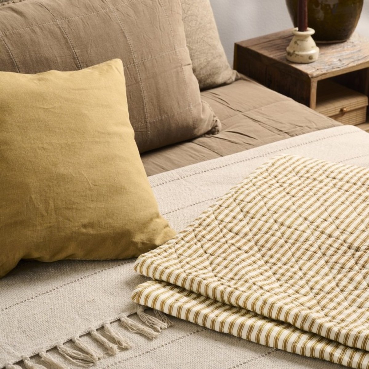 Dessus de lit coton franges crème, IB LAURSEN
