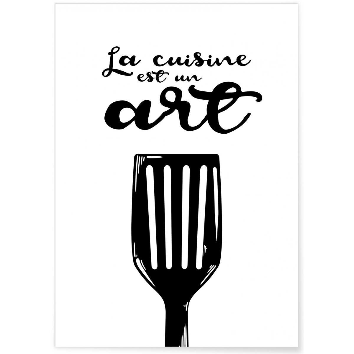 Affiche 'La cuisine est un art' blanc, L'AFFICHERIE