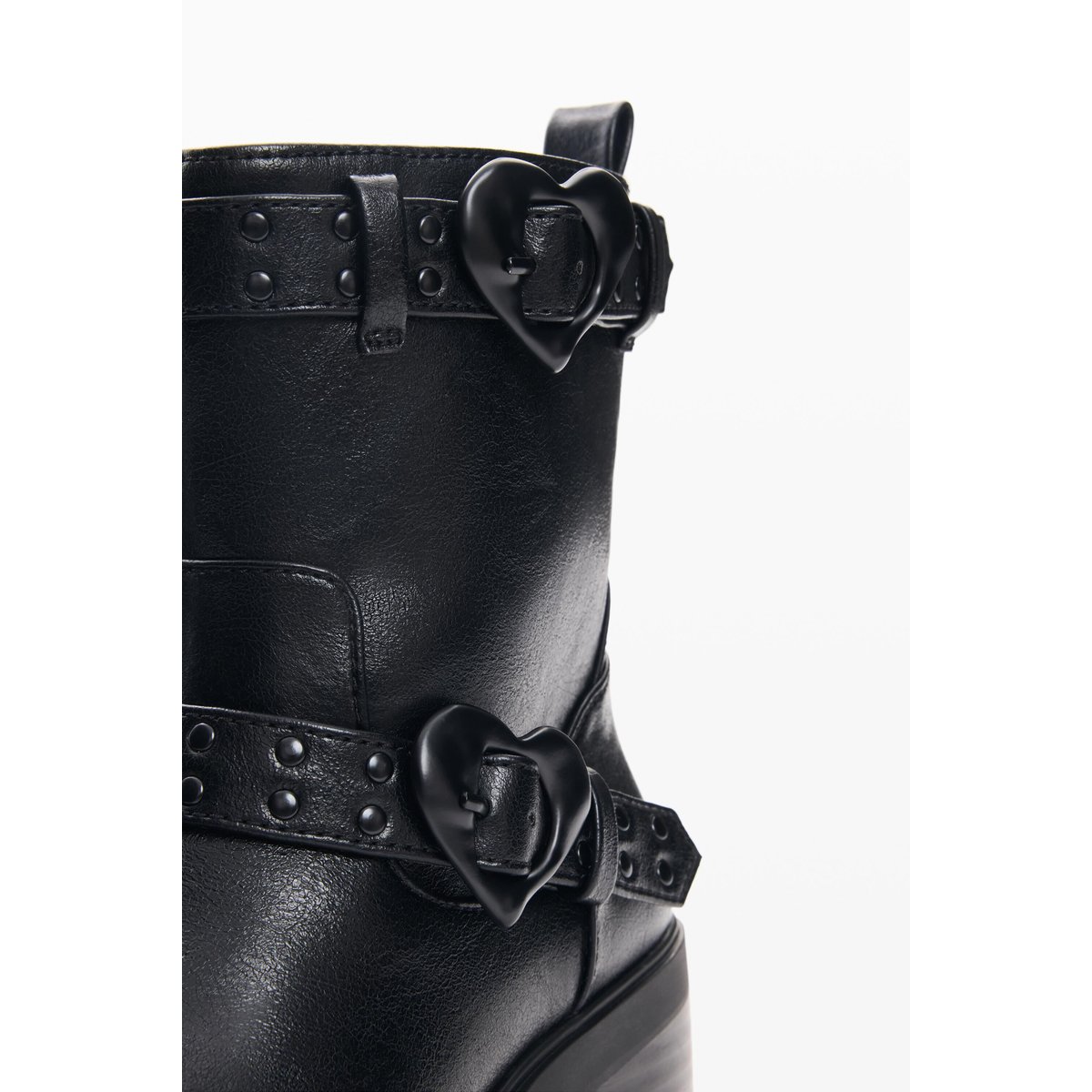 Bottes à boucles effet cuir noir, DESIGUAL