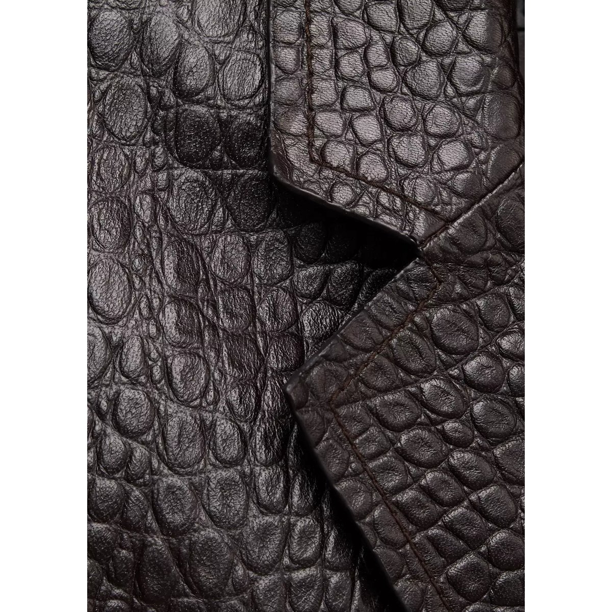 Manteau cuir effet croco marron, MANGO