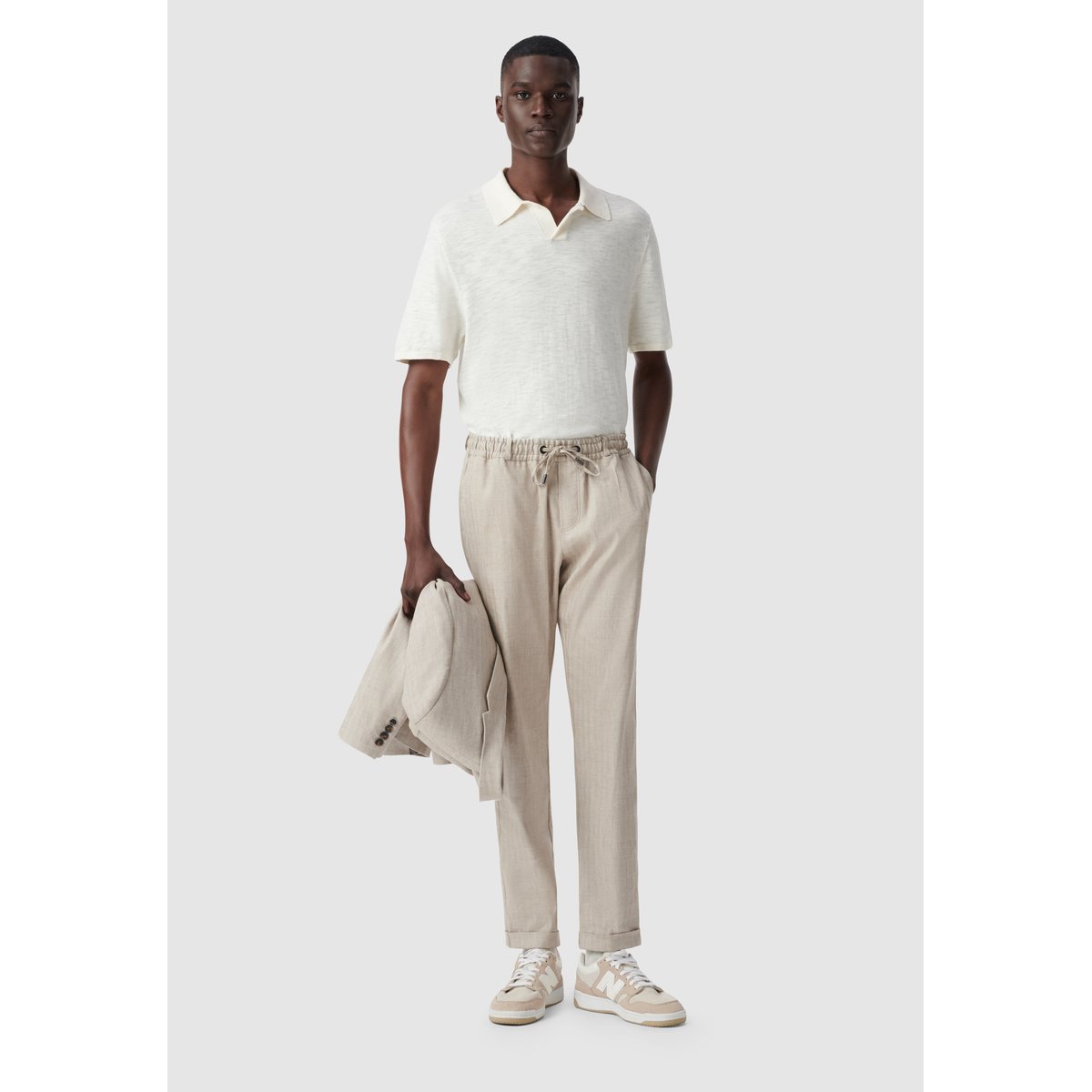 Polo en tricot flammé ecru, IKKS