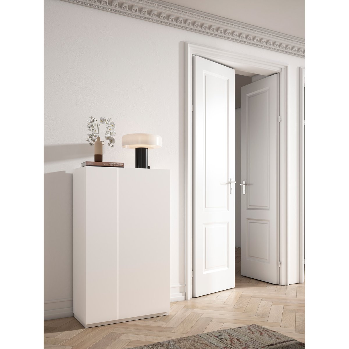 Meuble à chaussures en placard, AKRA blanc, HERDASA