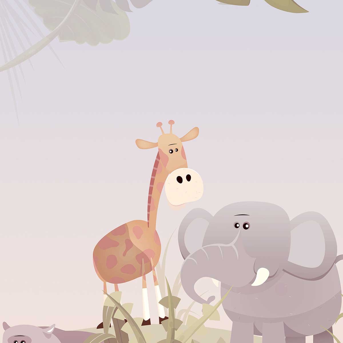 Affiche encadrée jungle animaux enfants affiche + cadre en métal - noir, HEXOA
