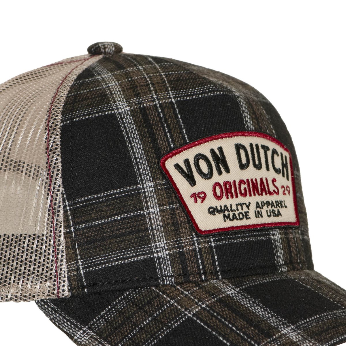 Casquette trucker SQUARES noir/blanc/beige, VON DUTCH