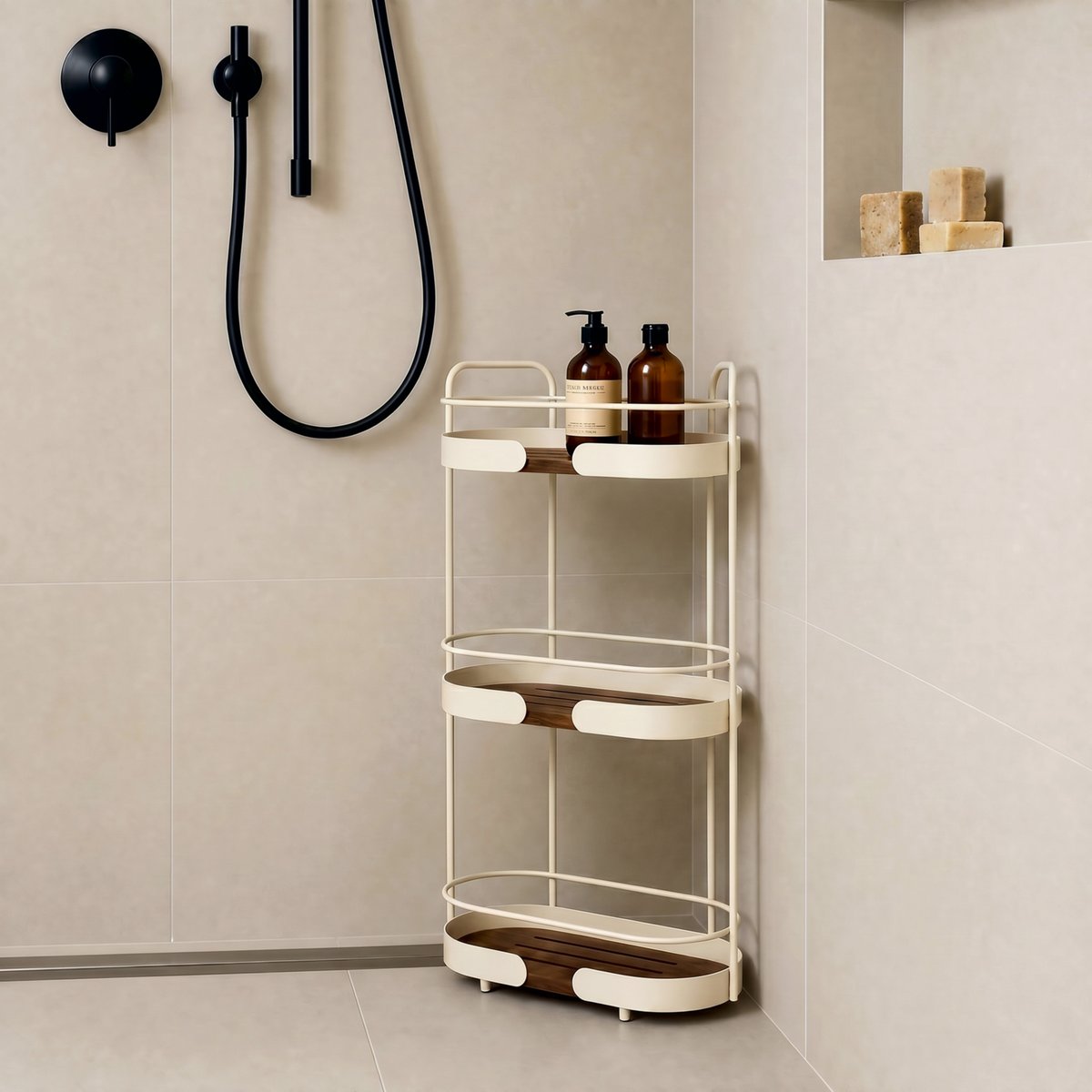 Étagère de douche ovale ARGILEO beige, 5FIVE SIMPLY SMART
